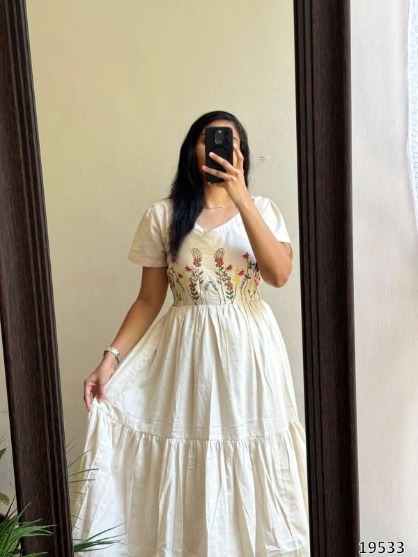 Elegant Cora Cotton Embroidered Top – Party Wear