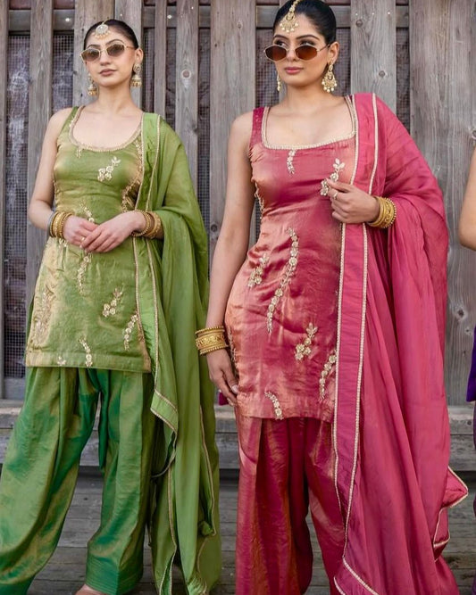 Elegant Fendy Silk Embroidered Farshi Suit with Dupatta – Premium Party Wear