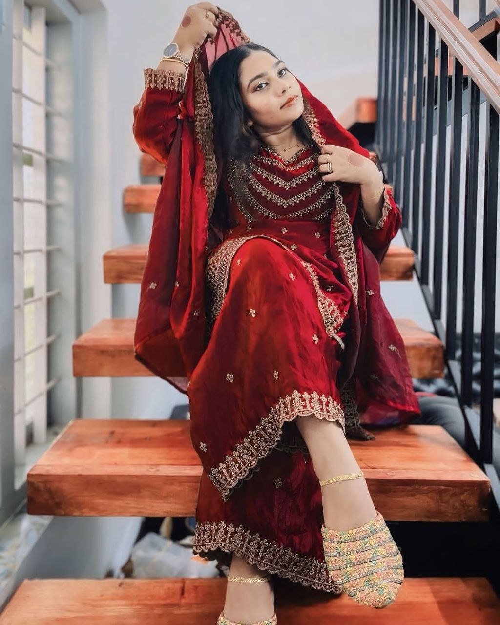 Fendi Silk Designer Suit Set with Sequin Embroidery & Dupatta | LCD Diamond Work