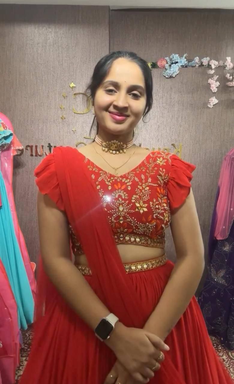 Fox Georgette Handwork Mirror Lehenga Choli with Dupatta