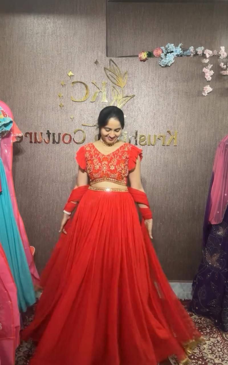 Fox Georgette Handwork Mirror Lehenga Choli with Dupatta
