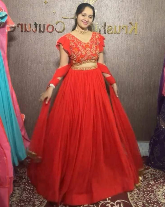 Fox Georgette Handwork Mirror Lehenga Choli with Dupatta