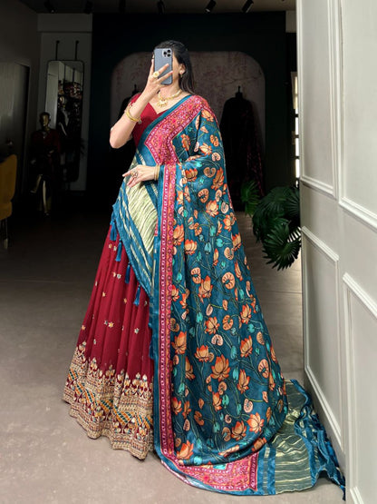 Georgette Embroidered Lehenga Choli with Gaji Silk Dupatta – Wedding Glamour