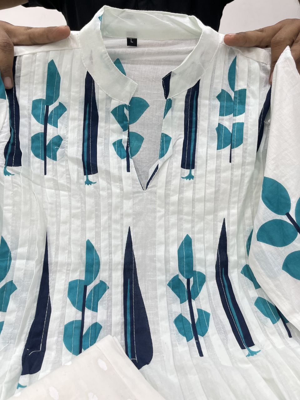Hand Block Printed Mul Cotton Kurta Set with Pintucks | Side Pocket Kurti & Bottom Set | Summer Special
