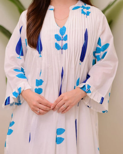 Hand Block Printed Mul Cotton Kurta Set with Pintucks | Side Pocket Kurti & Bottom Set | Summer Special