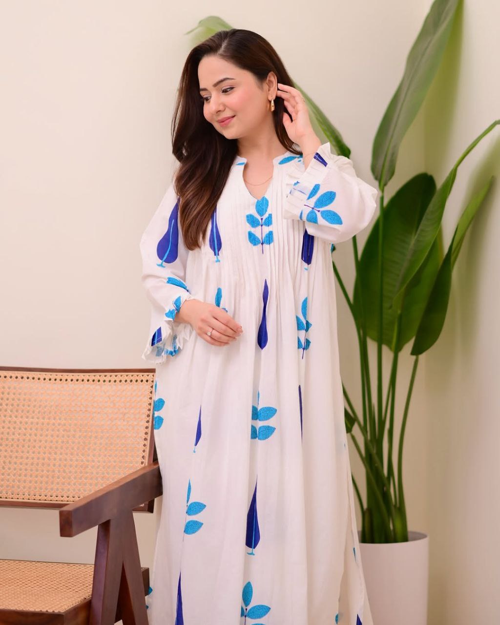 Hand Block Printed Mul Cotton Kurta Set with Pintucks | Side Pocket Kurti & Bottom Set | Summer Special