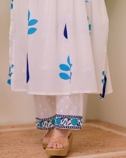 Hand Block Printed Mul Cotton Kurta Set with Pintucks | Side Pocket Kurti & Bottom Set | Summer Special