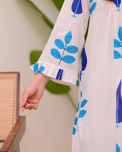 Hand Block Printed Mul Cotton Kurta Set with Pintucks | Side Pocket Kurti & Bottom Set | Summer Special