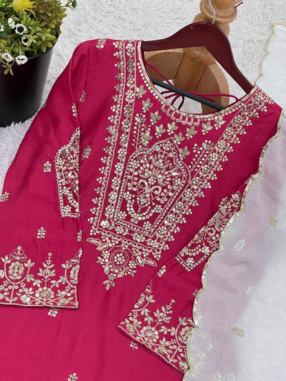 Heavy Chinnon Embroidered Sharara Set with Dupatta | Party Wear for Women | 5mm Sequence Work
