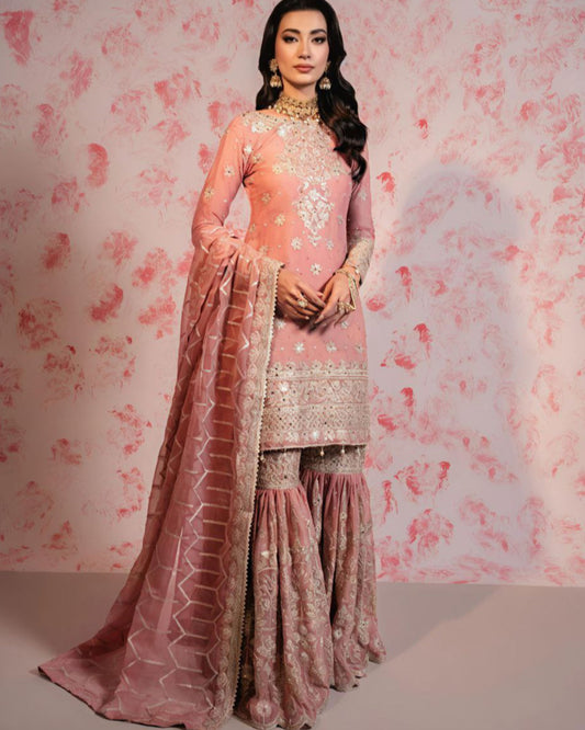 Heavy Georgette Embroidered Sharara Suit Set with Dupatta | Fully Stitched