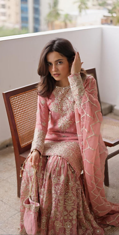 Heavy Georgette Embroidered Sharara Suit Set with Dupatta | Fully Stitched