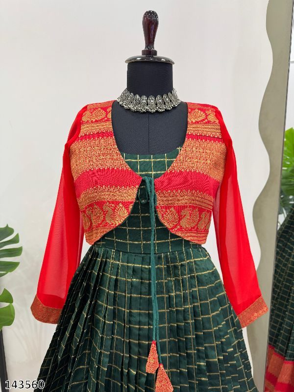 Jequard Silk Heavy Gown with Jacket (Koti) Set
