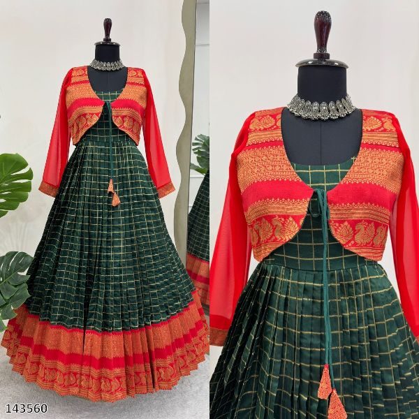 Jequard Silk Heavy Gown with Jacket (Koti) Set