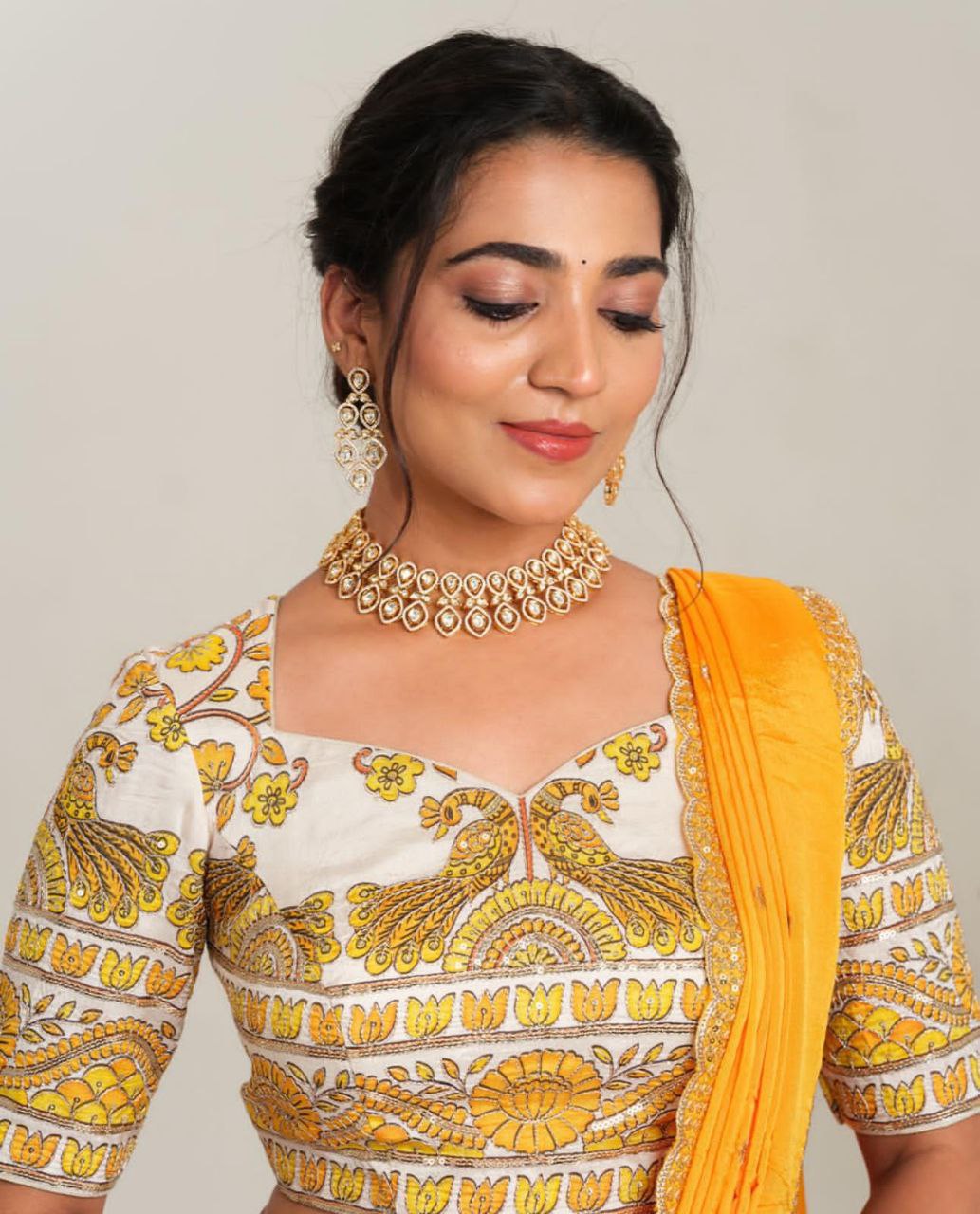 Kalamkari Cotton Lehenga Choli Set with Embroidered Georgette Dupatta – Fully Stitched