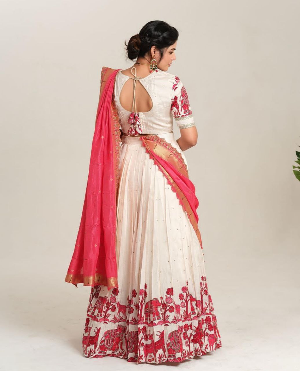 Kalamkari Cotton Lehenga Choli Set with Embroidered Georgette Dupatta – Fully Stitched
