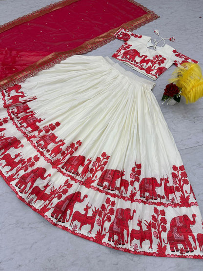 Kalamkari Cotton Lehenga Choli Set with Embroidered Georgette Dupatta – Fully Stitched