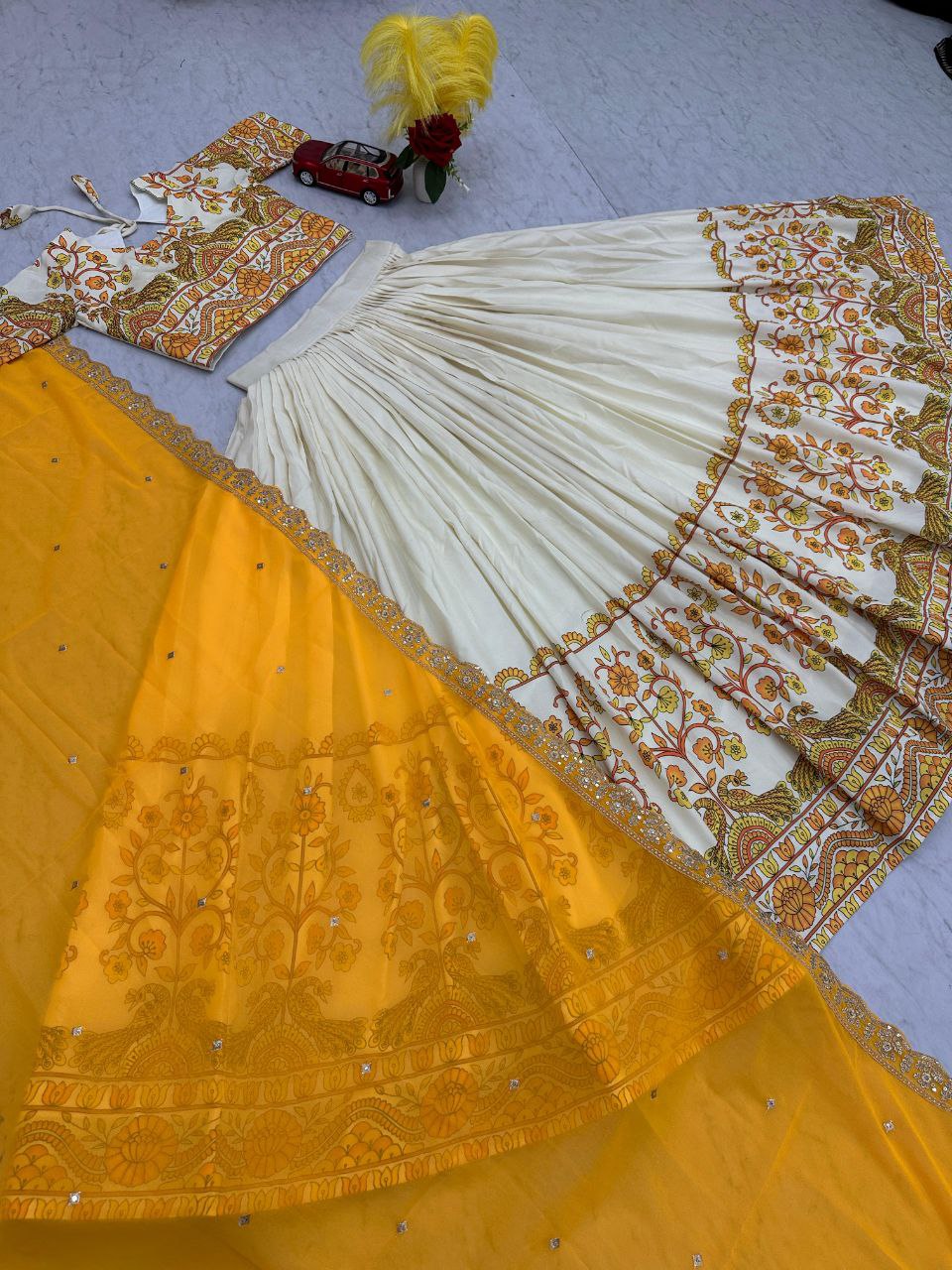 Kalamkari Cotton Lehenga Choli Set with Embroidered Georgette Dupatta – Fully Stitched