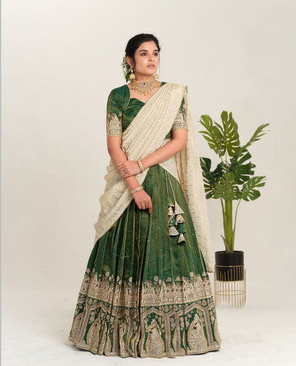 Kalamkari Printed Lehenga Choli Set with Embroidered Dupatta – Premium Stitched Design