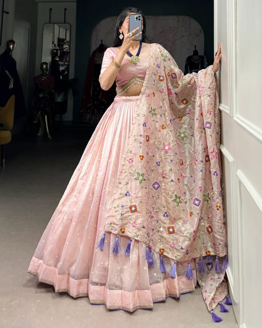 Luxury Gold Crush Embroidered Lehenga Choli with Dupatta