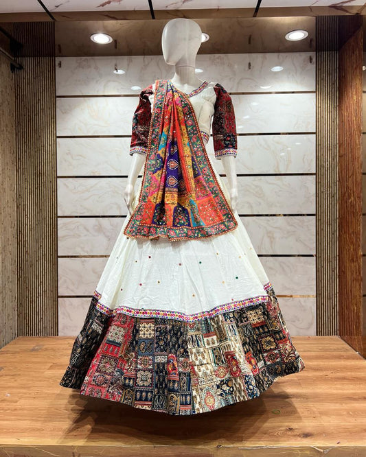 Luxurious Silk Cotton Lehenga Set With Premium Pakistani-Style Dupatta