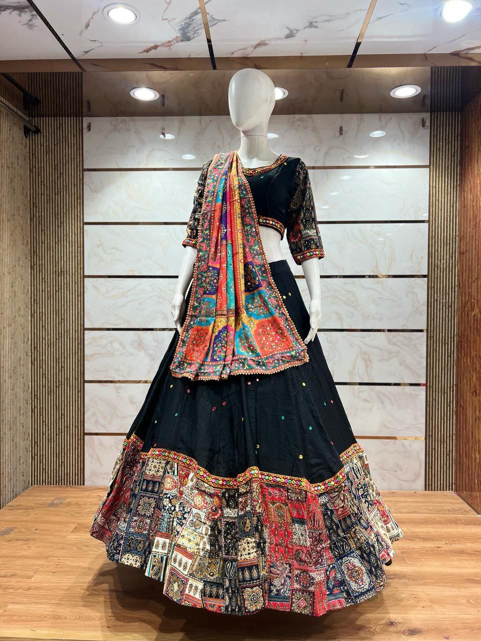 Luxurious Silk Cotton Lehenga Set With Premium Pakistani-Style Dupatta