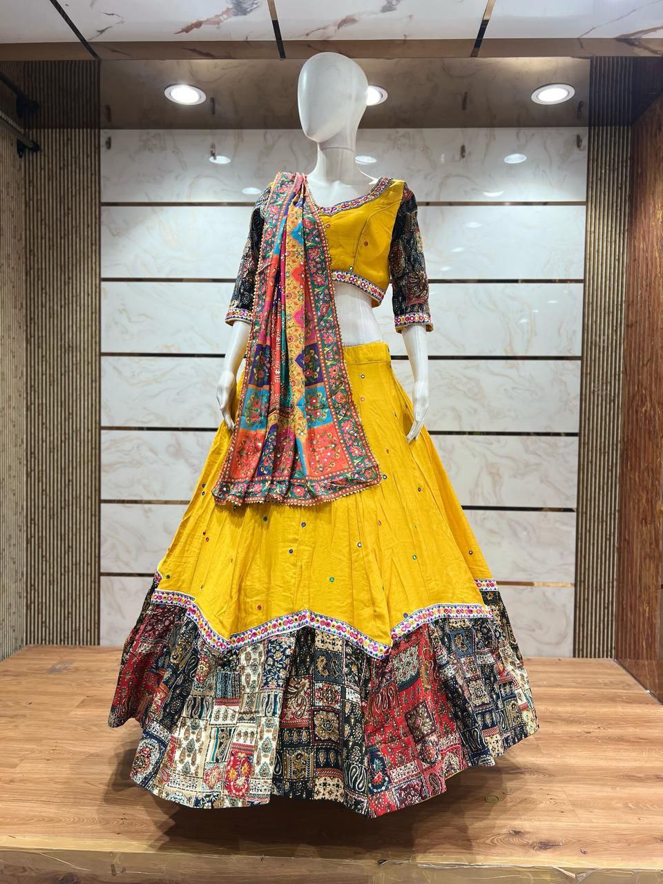 Luxurious Silk Cotton Lehenga Set With Premium Pakistani-Style Dupatta