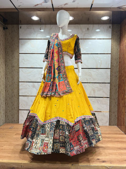 Luxurious Silk Cotton Lehenga Set With Premium Pakistani-Style Dupatta
