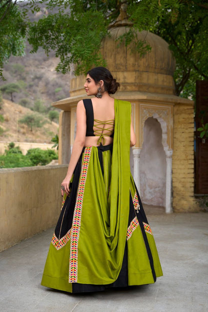 Navratri 2025 Cotton Lehenga Choli Set with Cowrie & Gamthi Lace
