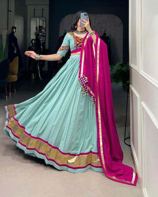 Navratri 2025 Rayon Lehenga Choli Set | Mirror & Lace Work