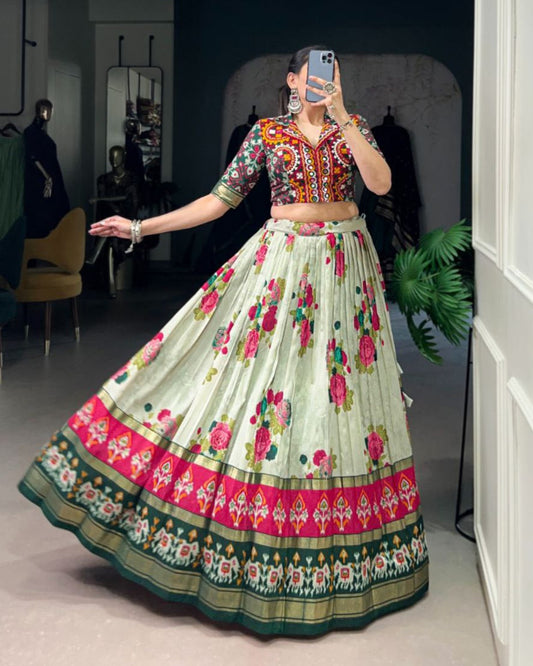Navratri 2025 Special Edition | Tussar Silk Printed Lehenga Choli Set