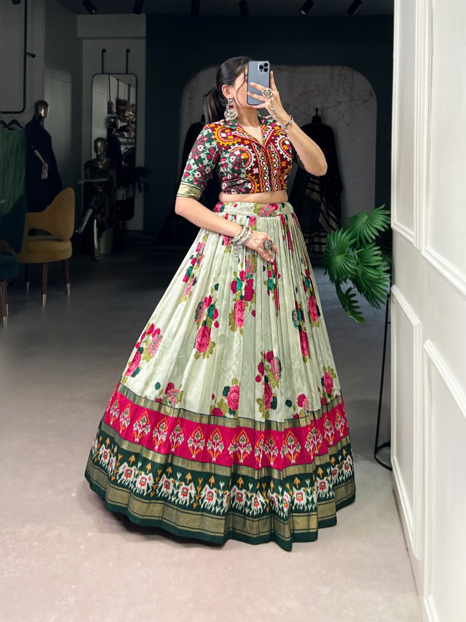 Navratri 2025 Special Edition | Tussar Silk Printed Lehenga Choli Set