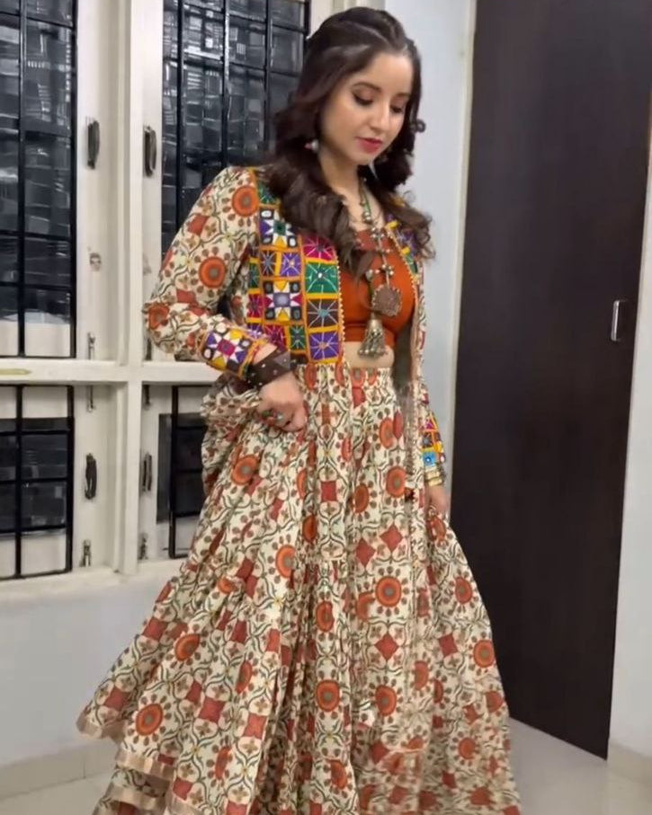 Navratri 2025 Special Lehenga Choli Set with Shrug | 6 Meter Flair