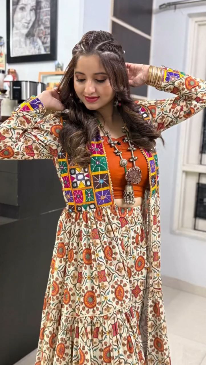 Navratri 2025 Special Lehenga Choli Set with Shrug | 6 Meter Flair