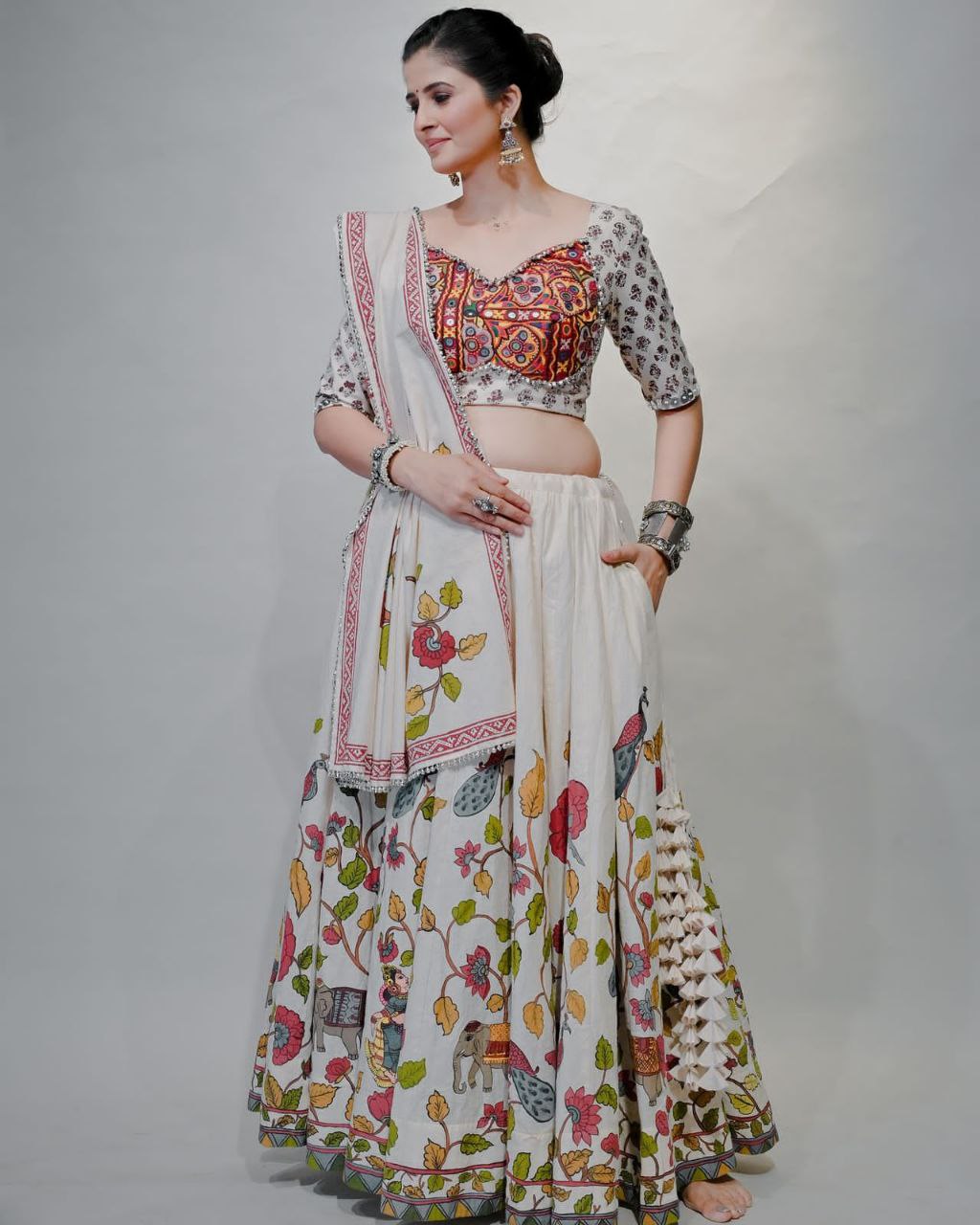 Traditional Gamathi and Real Mirror Work Navratri Special Lehenga Choli set
