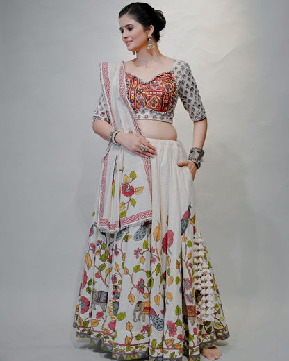 Traditional Gamathi and Real Mirror Work Navratri Special Lehenga Choli set