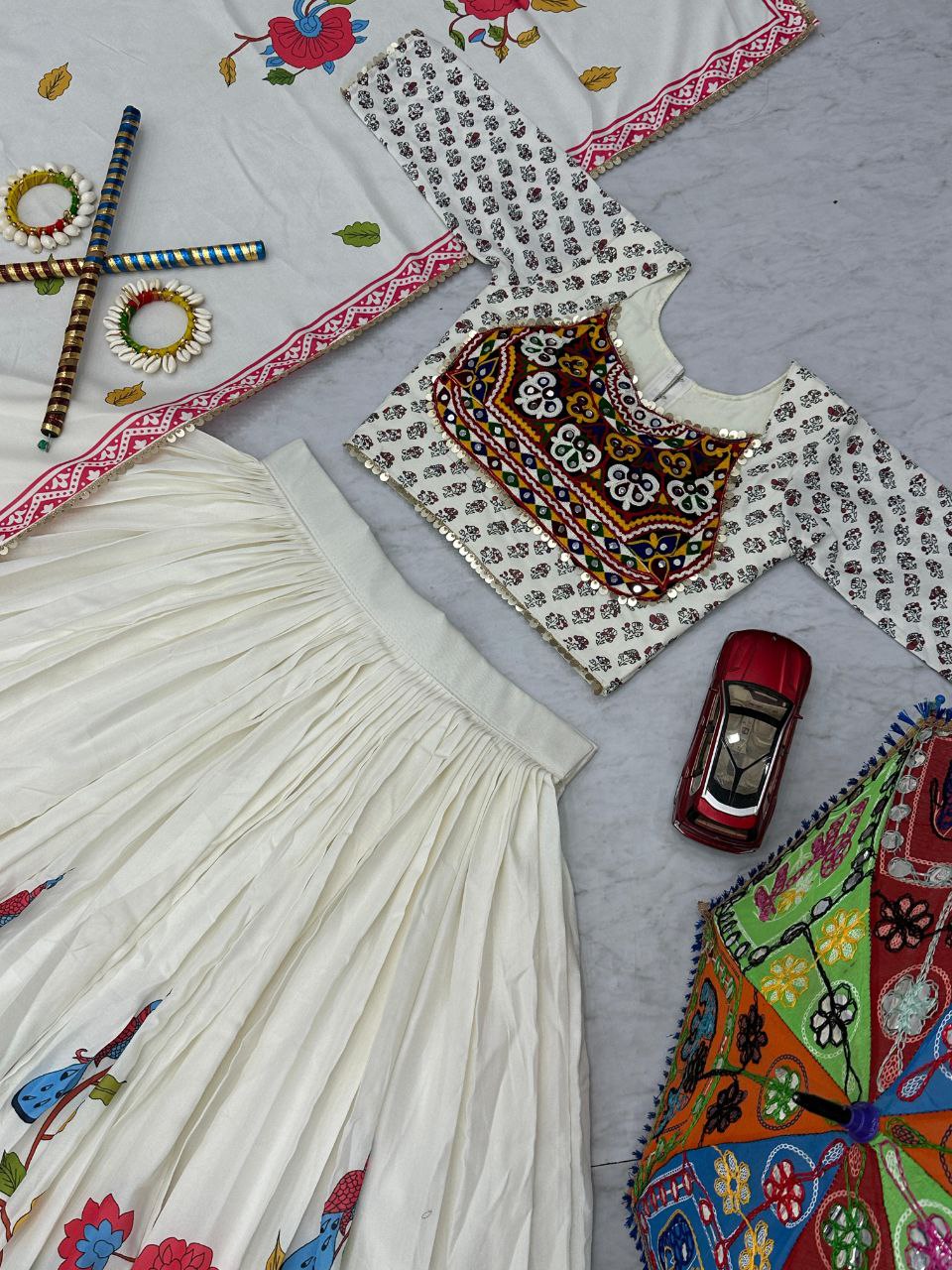 Traditional Gamathi and Real Mirror Work Navratri Special Lehenga Choli set