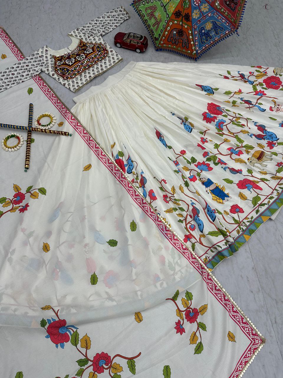 Traditional Gamathi and Real Mirror Work Navratri Special Lehenga Choli set
