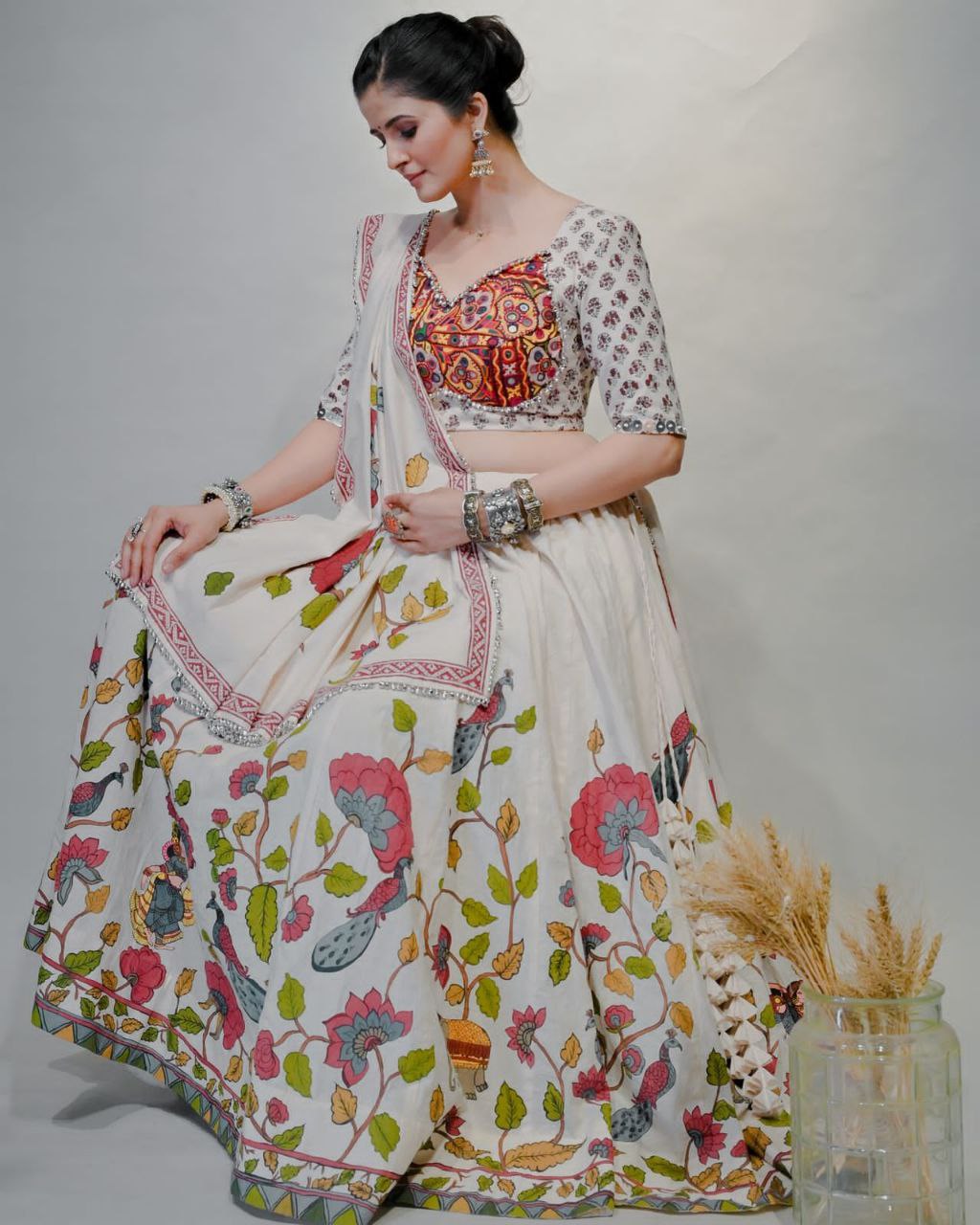 Traditional Gamathi and Real Mirror Work Navratri Special Lehenga Choli set