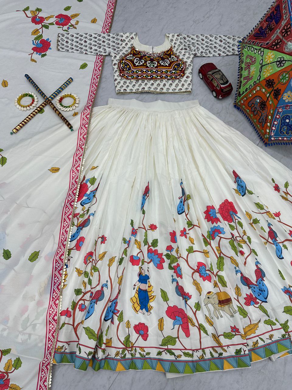 Traditional Gamathi and Real Mirror Work Navratri Special Lehenga Choli set