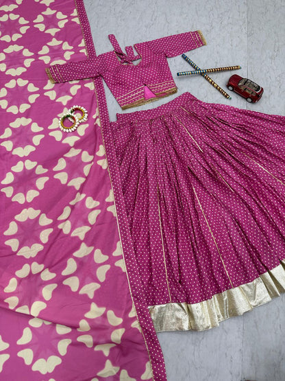 Navratri Special Pink Pure Cotton Lehenga Choli Set