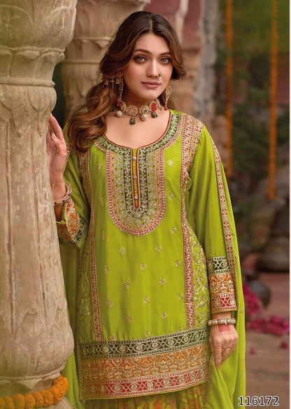 Pakistani Style Designer Sharara – Pink, Yellow, Parrot & Orange