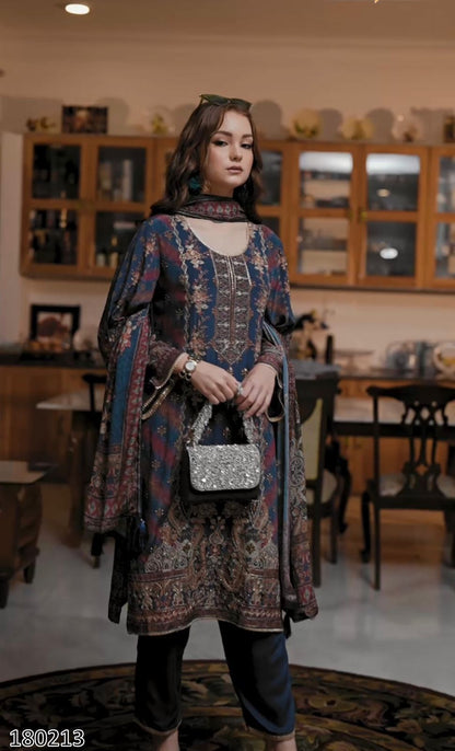 New Designer Heavy Tabby Satin Pakistani Suit – Fancy Digital Print with Plazzo