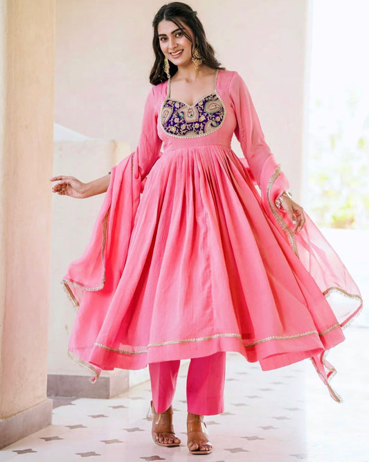 New Launch Designer Party Wear Gown Set with Dupatta & Pant