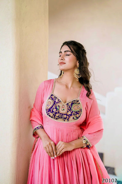 New Launch Designer Party Wear Gown Set with Dupatta & Pant