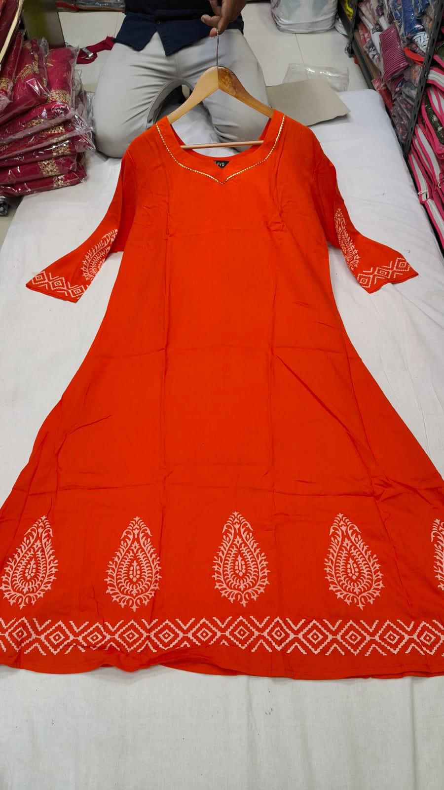 Stylish Foil Printed Rayon Kurta Set | Trendy & Comfortable