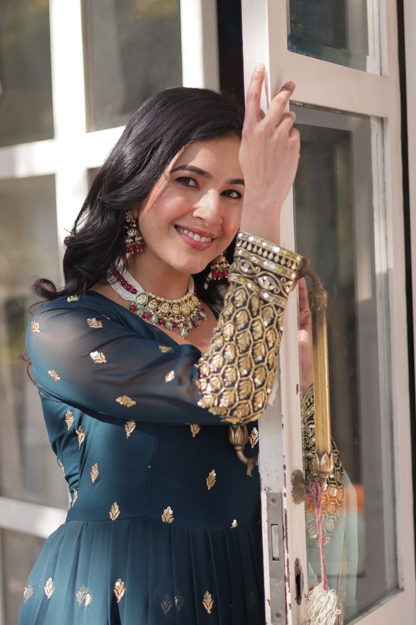 Designer Party Wear Gown with Dupatta | Heavy Embroidery & Sequence Work | Fully Stitched