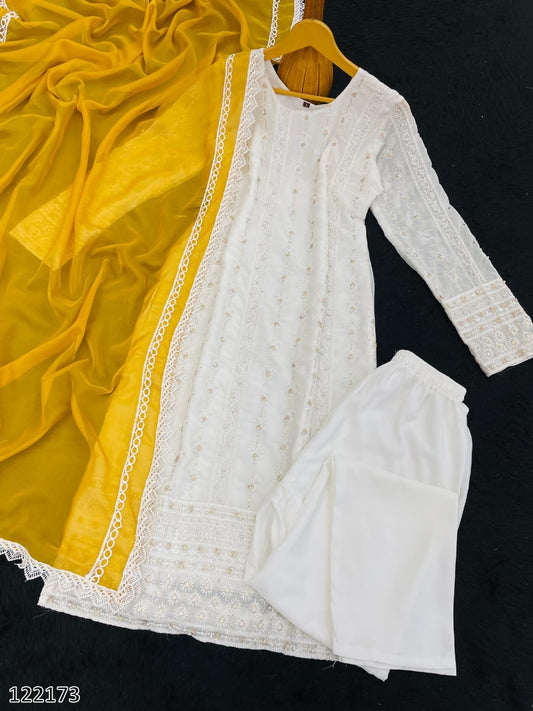 Party Wear Heavy Georgette Embroidered Top & Bottom with Dupatta