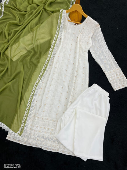 Party Wear Heavy Georgette Embroidered Top & Bottom with Dupatta