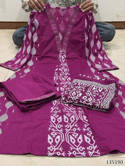 Premium Cotton Ikkat Printed Kurta Pant & Dupatta Set – 3 Piece Ethnic Wear
