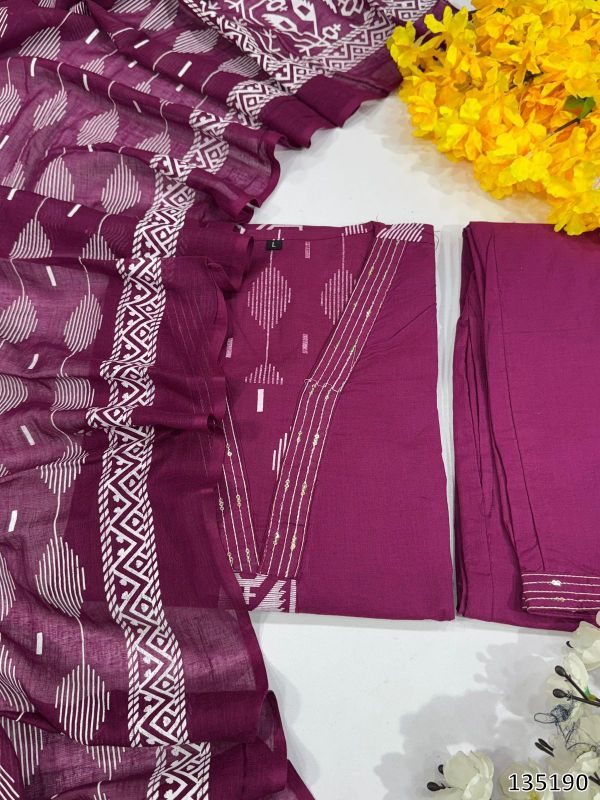 Premium Cotton Ikkat Printed Kurta Pant & Dupatta Set – 3 Piece Ethnic Wear